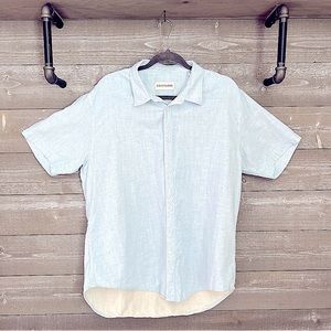 Coastaoro | Men's Light Blue White Heather Short Sleeve Button Front Shirt XL